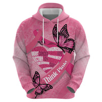 Polynesia Breast Cancer Awareness Month Zip Hoodie Pink Ribbon Mix Butterflies