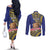 Personalised Tokelau Tokehega Day Couples Matching Off The Shoulder Long Sleeve Dress and Long Sleeve Button Shirt Tokelauan Tatau Flag Color - Polynesian Pride
