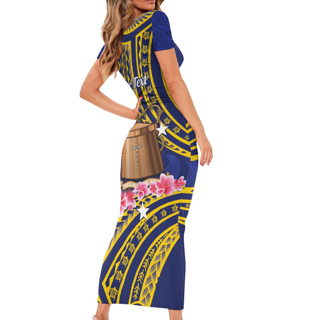 Personalised Tokelau Tokehega Day Family Matching Short Sleeve Bodycon Dress and Hawaiian Shirt Tokelauan Tatau Flag Color - Polynesian Pride
