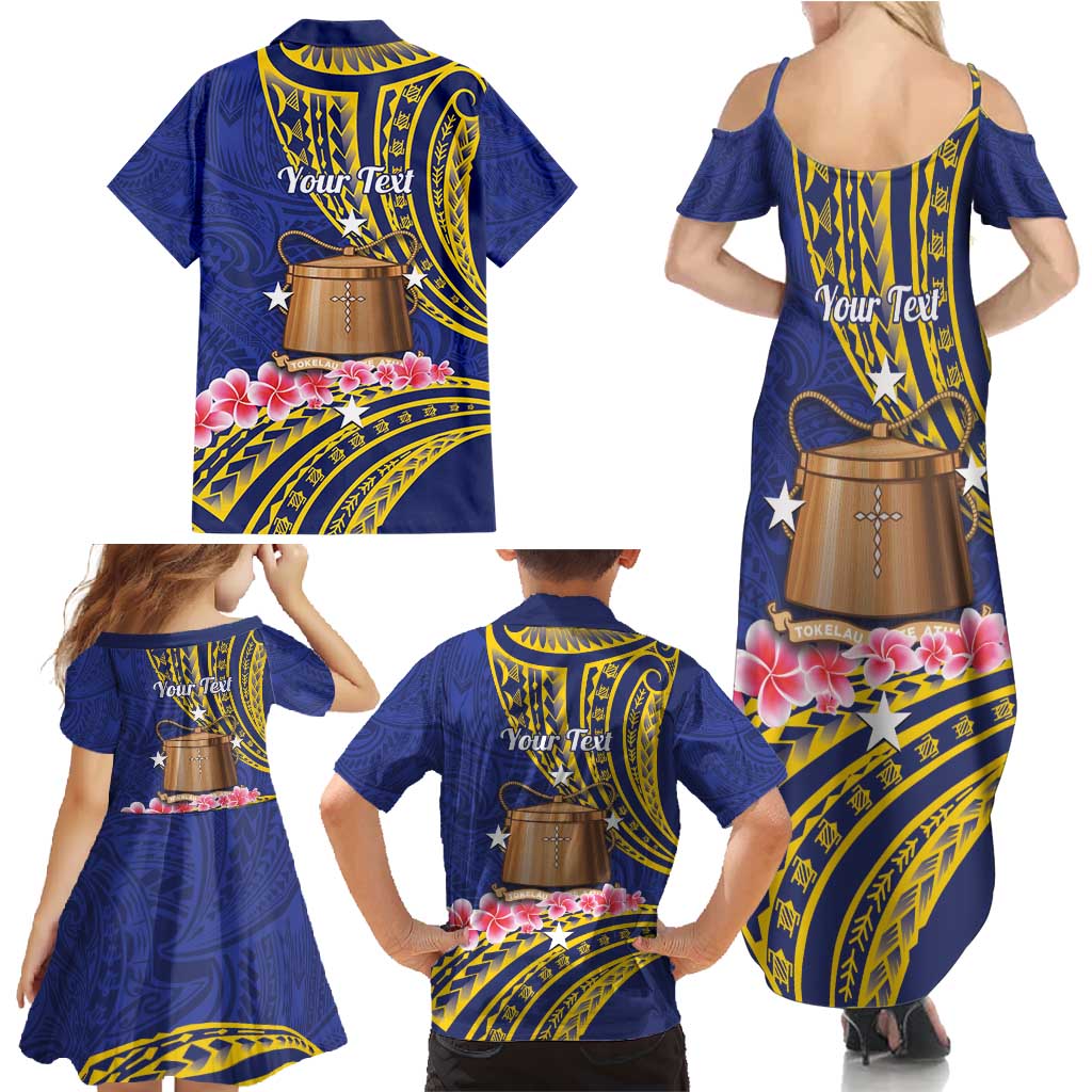 Personalised Tokelau Tokehega Day Family Matching Summer Maxi Dress and Hawaiian Shirt Tokelauan Tatau Flag Color - Polynesian Pride