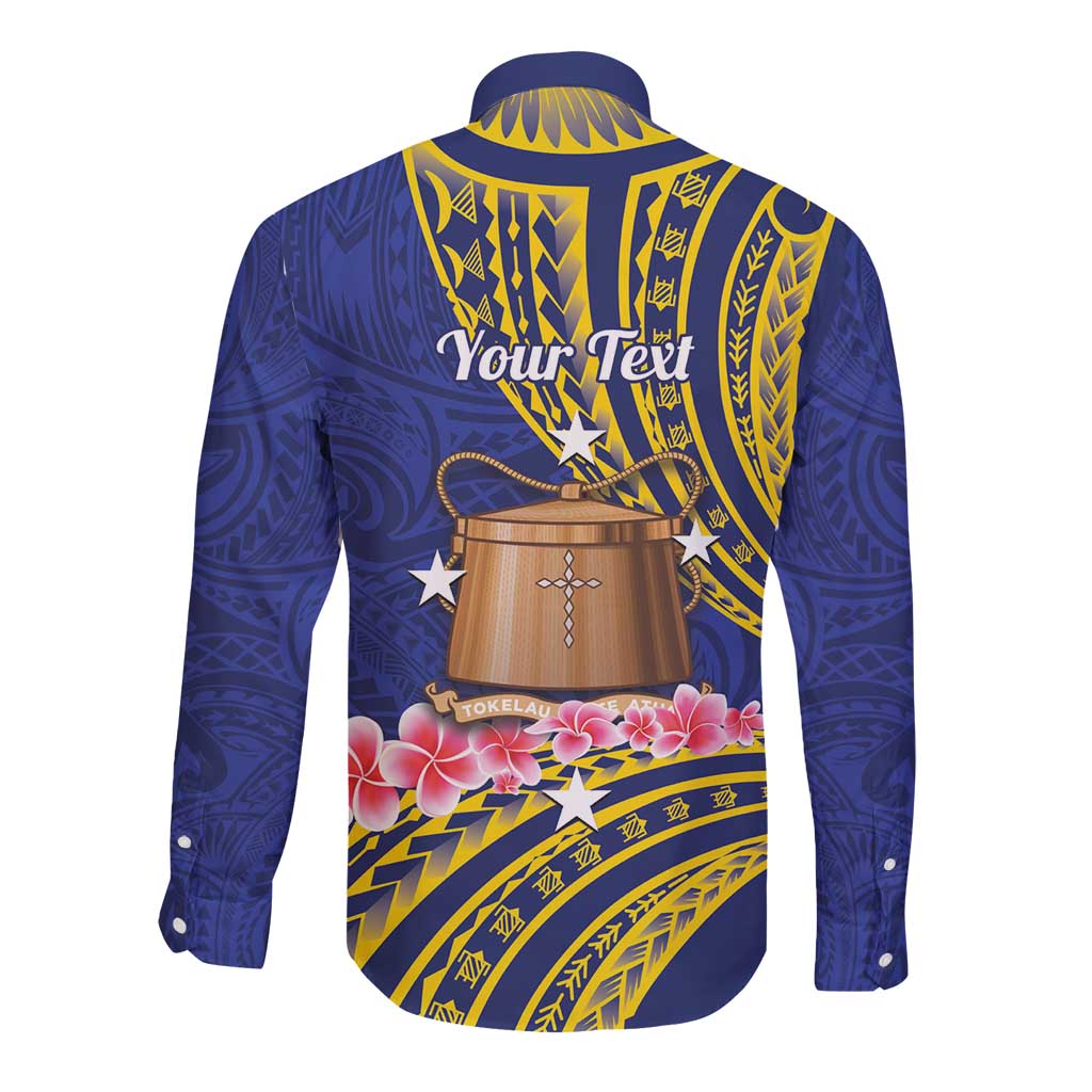 Personalised Tokelau Tokehega Day Long Sleeve Button Shirt Tokelauan Tatau Flag Color - Polynesian Pride