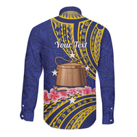 Personalised Tokelau Tokehega Day Long Sleeve Button Shirt Tokelauan Tatau Flag Color - Polynesian Pride