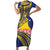 Personalised Tokelau Tokehega Day Short Sleeve Bodycon Dress Tokelauan Tatau Flag Color - Polynesian Pride