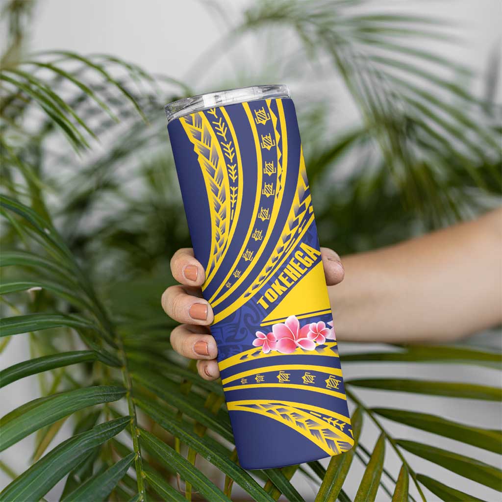 Personalised Tokelau Tokehega Day Skinny Tumbler Tokelauan Tatau Flag Color - Polynesian Pride