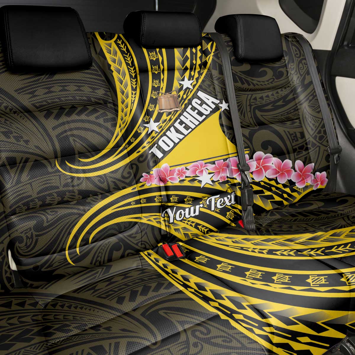 Personalised Tokelau Tokehega Day Back Car Seat Cover Tokelauan Tatau Black Color - Polynesian Pride