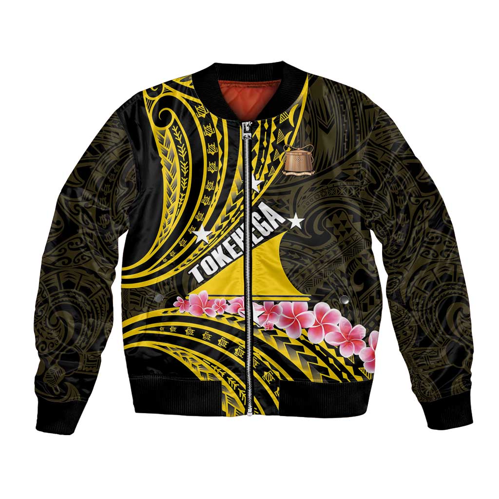 Personalised Tokelau Tokehega Day Bomber Jacket Tokelauan Tatau Black Color - Polynesian Pride