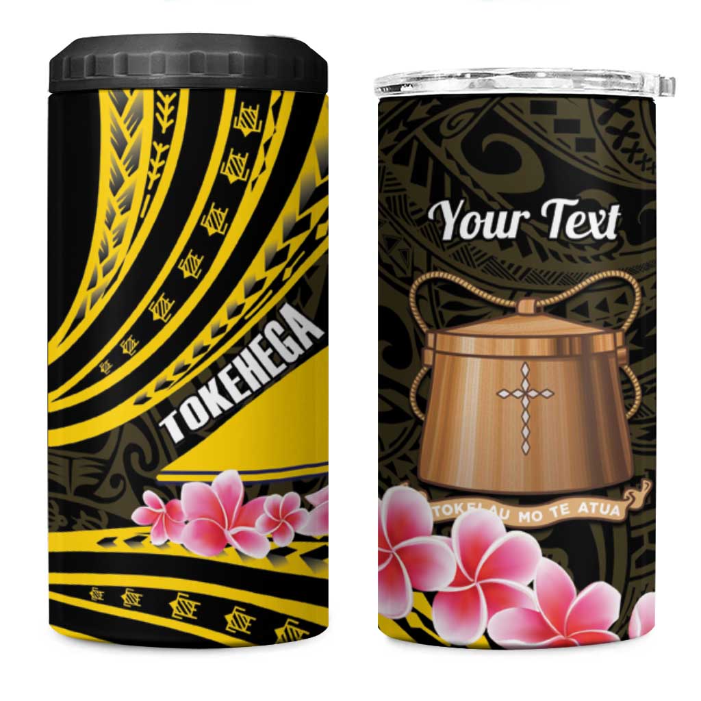 Personalised Tokelau Tokehega Day 4 in 1 Can Cooler Tumbler Tokelauan Tatau Black Color - Polynesian Pride