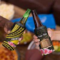 Personalised Tokelau Tokehega Day 4 in 1 Can Cooler Tumbler Tokelauan Tatau Black Color - Polynesian Pride