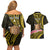 Personalised Tokelau Tokehega Day Couples Matching Off Shoulder Short Dress and Hawaiian Shirt Tokelauan Tatau Black Color - Polynesian Pride