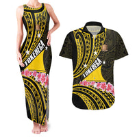 Personalised Tokelau Tokehega Day Couples Matching Tank Maxi Dress and Hawaiian Shirt Tokelauan Tatau Black Color - Polynesian Pride