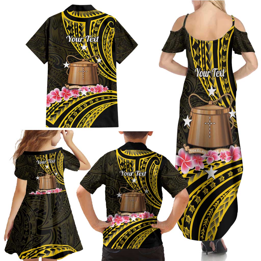 Personalised Tokelau Tokehega Day Family Matching Summer Maxi Dress and Hawaiian Shirt Tokelauan Tatau Black Color - Polynesian Pride