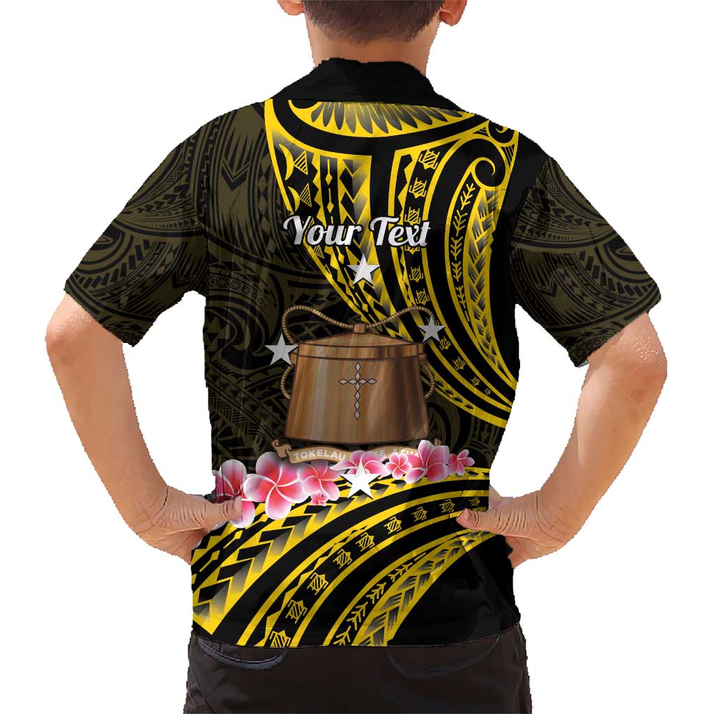 Personalised Tokelau Tokehega Day Kid Hawaiian Shirt Tokelauan Tatau Black Color - Polynesian Pride