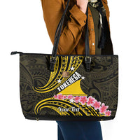 Personalised Tokelau Tokehega Day Leather Tote Bag Tokelauan Tatau Black Color - Polynesian Pride