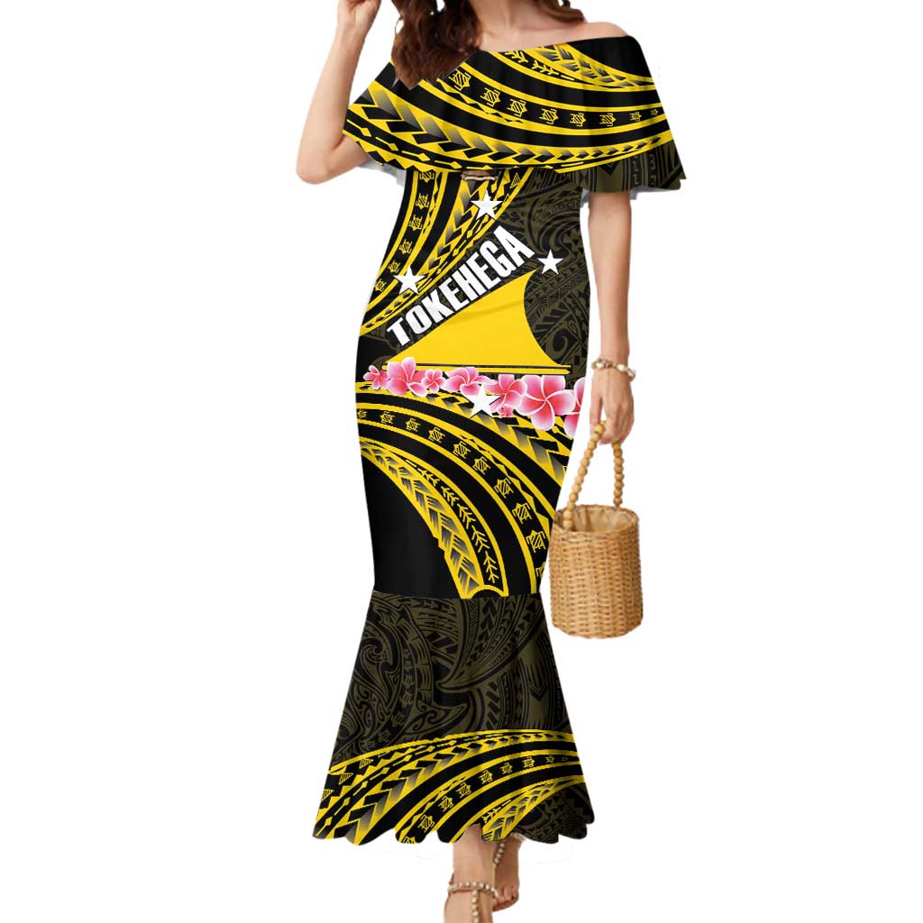 Personalised Tokelau Tokehega Day Mermaid Dress Tokelauan Tatau Black Color - Polynesian Pride