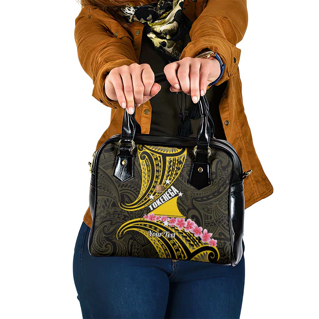 Personalised Tokelau Tokehega Day Shoulder Handbag Tokelauan Tatau Black Color - Polynesian Pride