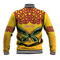 Personalised Tufi Tapa and Tattoo Festival Baseball Jacket PNG Oro Butterfly Tapa Pattern - Polynesian Pride