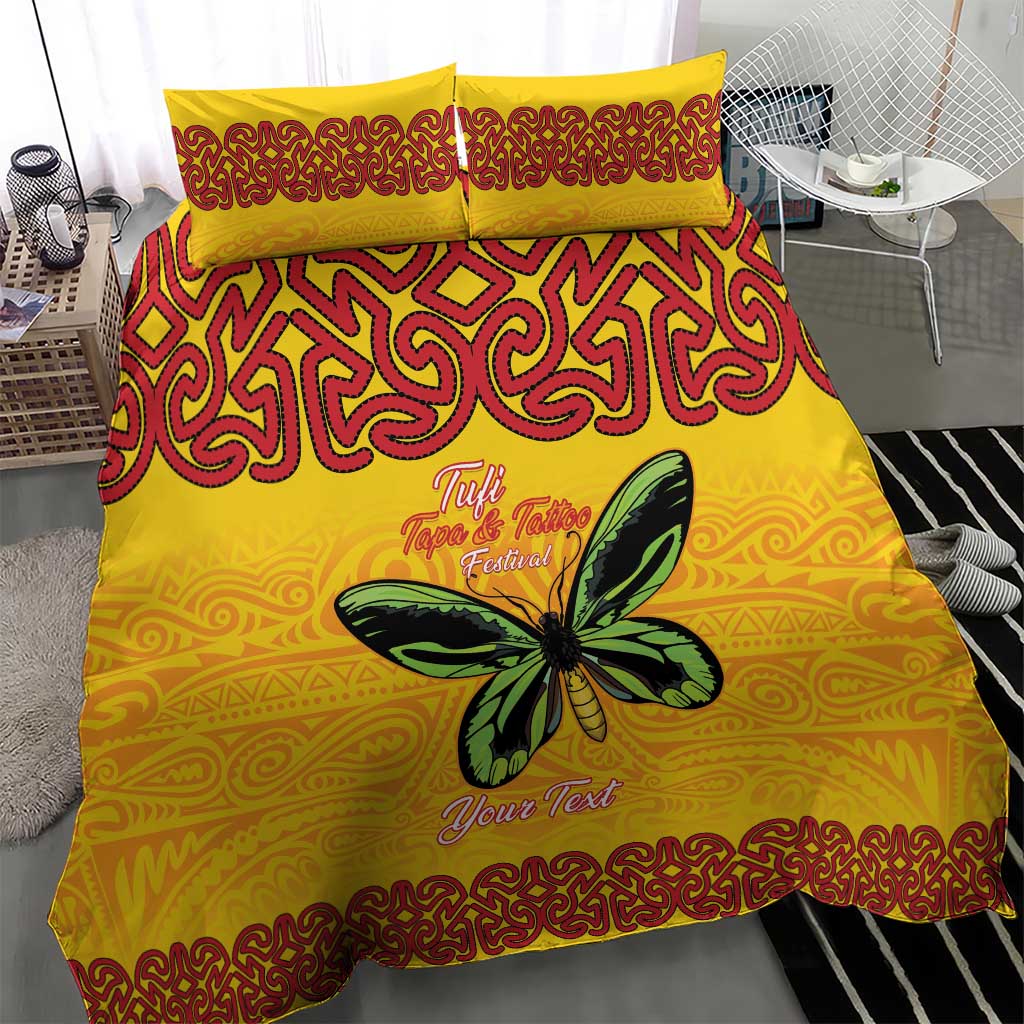 Personalised Tufi Tapa and Tattoo Festival Bedding Set PNG Oro Butterfly Tapa Pattern - Polynesian Pride