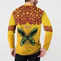 Personalised Tufi Tapa and Tattoo Festival Button Sweatshirt PNG Oro Butterfly Tapa Pattern - Polynesian Pride