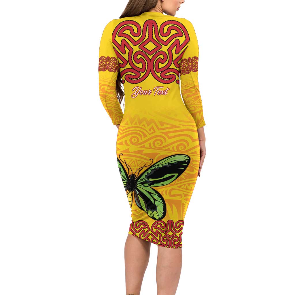 Personalised Tufi Tapa and Tattoo Festival Family Matching Long Sleeve Bodycon Dress and Hawaiian Shirt PNG Oro Butterfly Tapa Pattern LT14 - Polynesian Pride