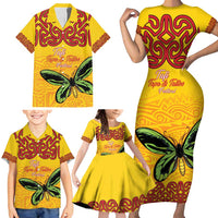 Personalised Tufi Tapa and Tattoo Festival Family Matching Short Sleeve Bodycon Dress and Hawaiian Shirt PNG Oro Butterfly Tapa Pattern LT14 - Polynesian Pride