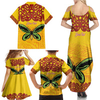 Personalised Tufi Tapa and Tattoo Festival Family Matching Summer Maxi Dress and Hawaiian Shirt PNG Oro Butterfly Tapa Pattern - Polynesian Pride