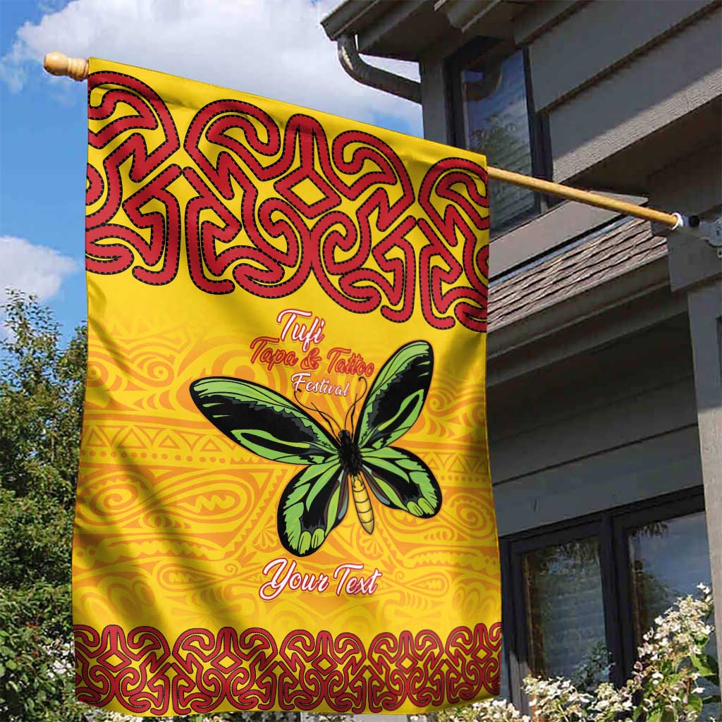 Personalised Tufi Tapa and Tattoo Festival Garden Flag PNG Oro Butterfly Tapa Pattern - Polynesian Pride