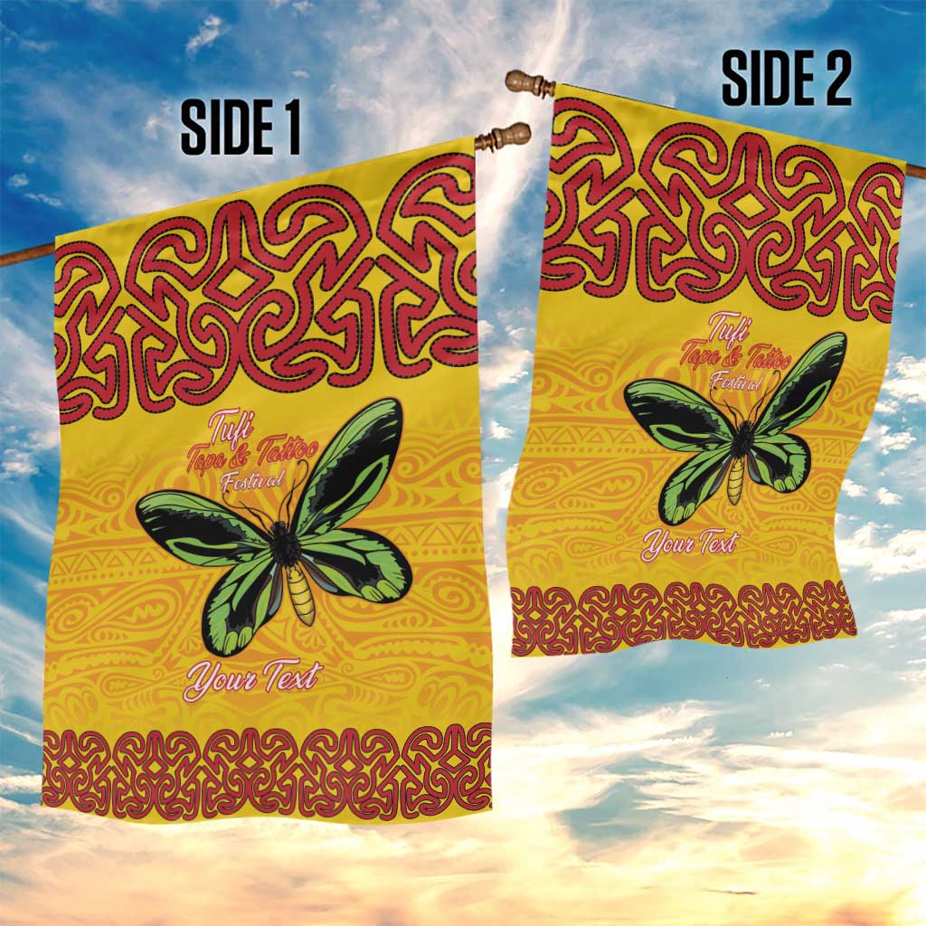 Personalised Tufi Tapa and Tattoo Festival Garden Flag PNG Oro Butterfly Tapa Pattern - Polynesian Pride
