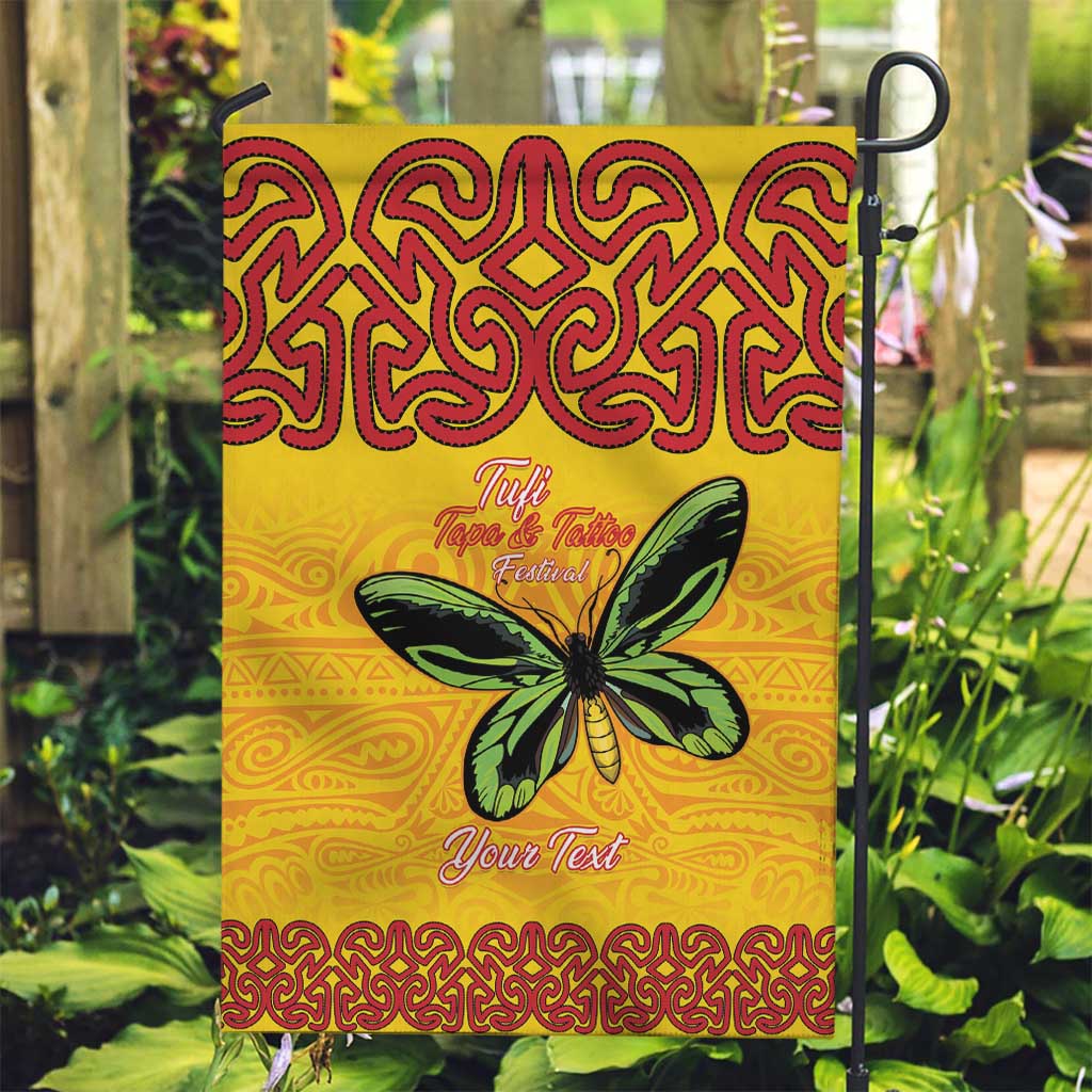 Personalised Tufi Tapa and Tattoo Festival Garden Flag PNG Oro Butterfly Tapa Pattern - Polynesian Pride