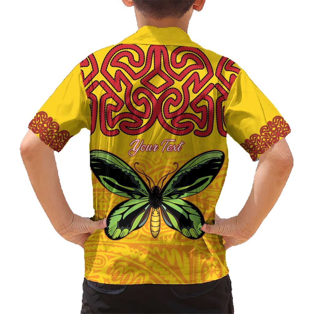 Personalised Tufi Tapa and Tattoo Festival Kid Hawaiian Shirt PNG Oro Butterfly Tapa Pattern - Polynesian Pride