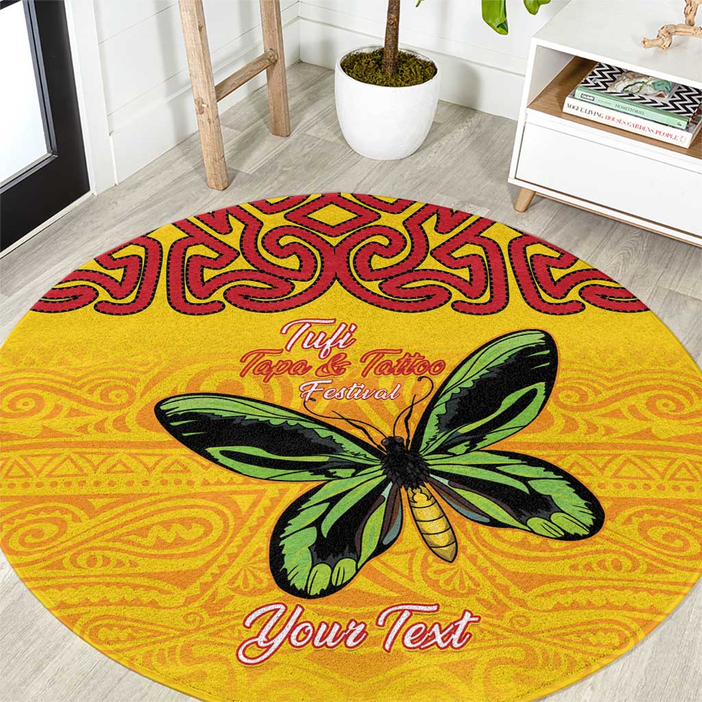 Personalised Tufi Tapa and Tattoo Festival Round Carpet PNG Oro Butterfly Tapa Pattern - Polynesian Pride