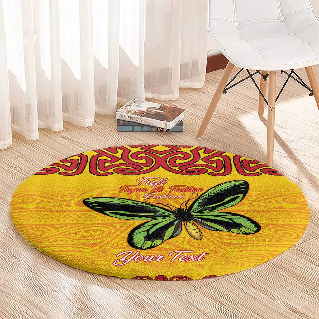 Personalised Tufi Tapa and Tattoo Festival Round Carpet PNG Oro Butterfly Tapa Pattern - Polynesian Pride