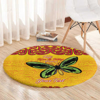 Personalised Tufi Tapa and Tattoo Festival Round Carpet PNG Oro Butterfly Tapa Pattern - Polynesian Pride