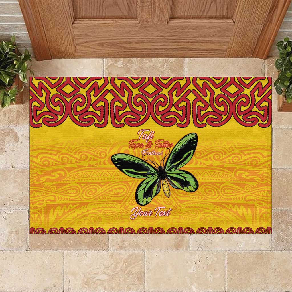Personalised Tufi Tapa and Tattoo Festival Rubber Doormat PNG Oro Butterfly Tapa Pattern - Polynesian Pride