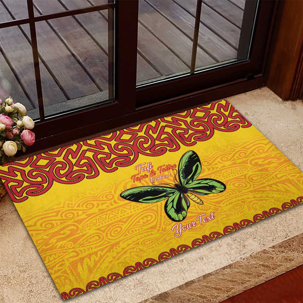 Personalised Tufi Tapa and Tattoo Festival Rubber Doormat PNG Oro Butterfly Tapa Pattern - Polynesian Pride
