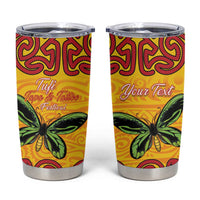 Personalised Tufi Tapa and Tattoo Festival Tumbler Cup PNG Oro Butterfly Tapa Pattern - Polynesian Pride