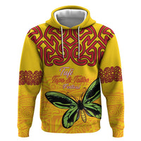 Personalised Tufi Tapa and Tattoo Festival Zip Hoodie PNG Oro Butterfly Tapa Pattern LT14 Pullover Hoodie Yellow - Polynesian Pride