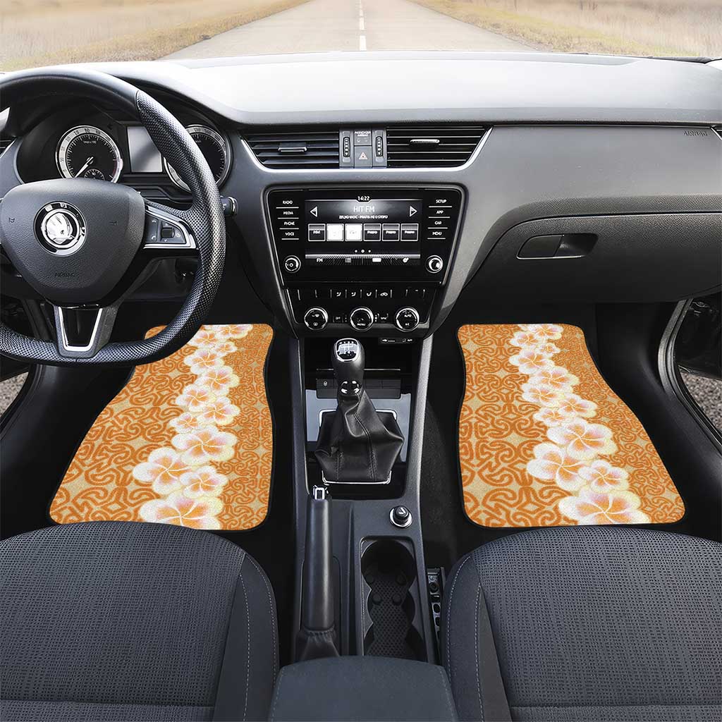 Personalised Tufi Tapa and Tattoo Festival Car Mats Oro Tapa Cloth With Plumeria - Polynesian Pride