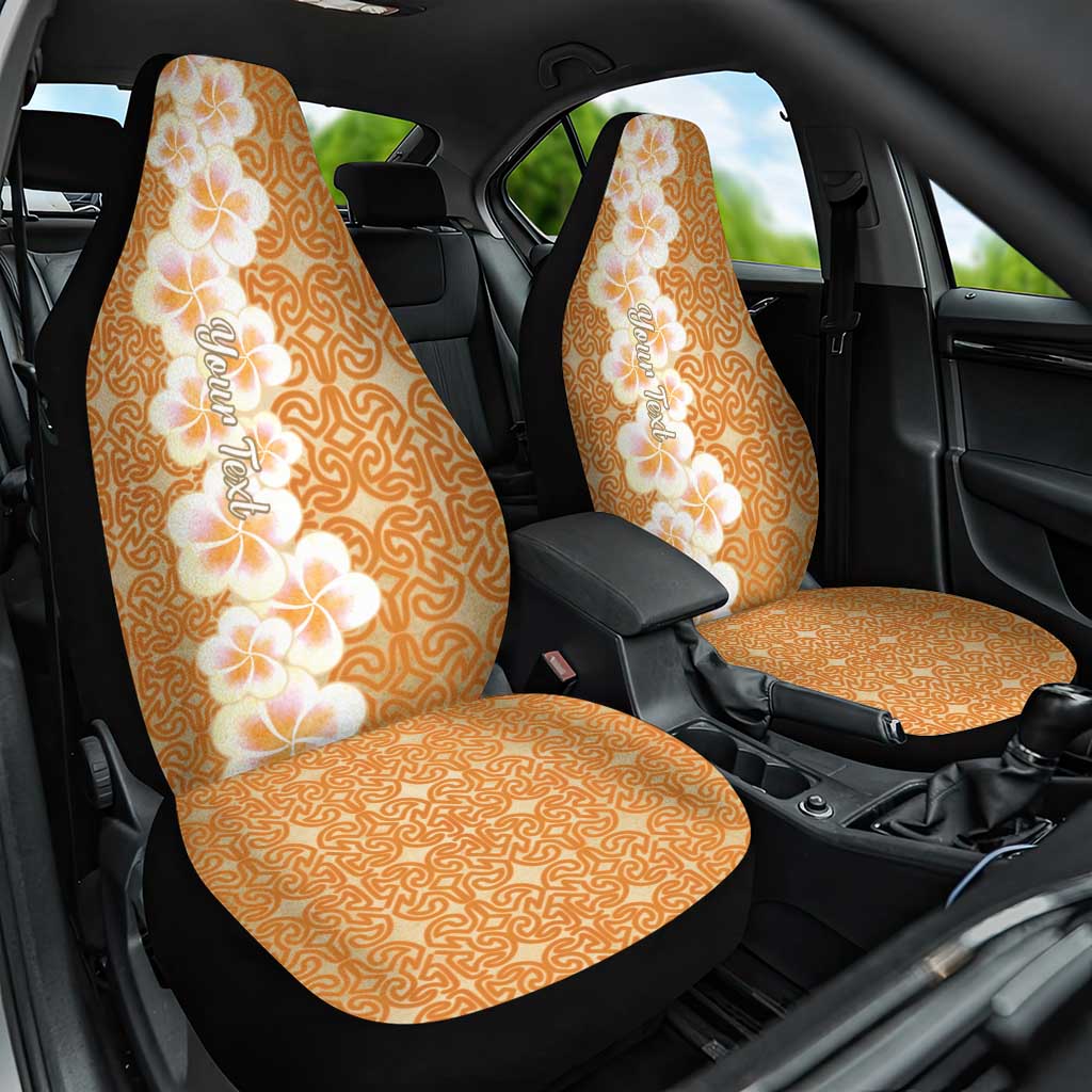 Personalised Tufi Tapa and Tattoo Festival Car Seat Cover Oro Tapa Cloth With Plumeria - Polynesian Pride