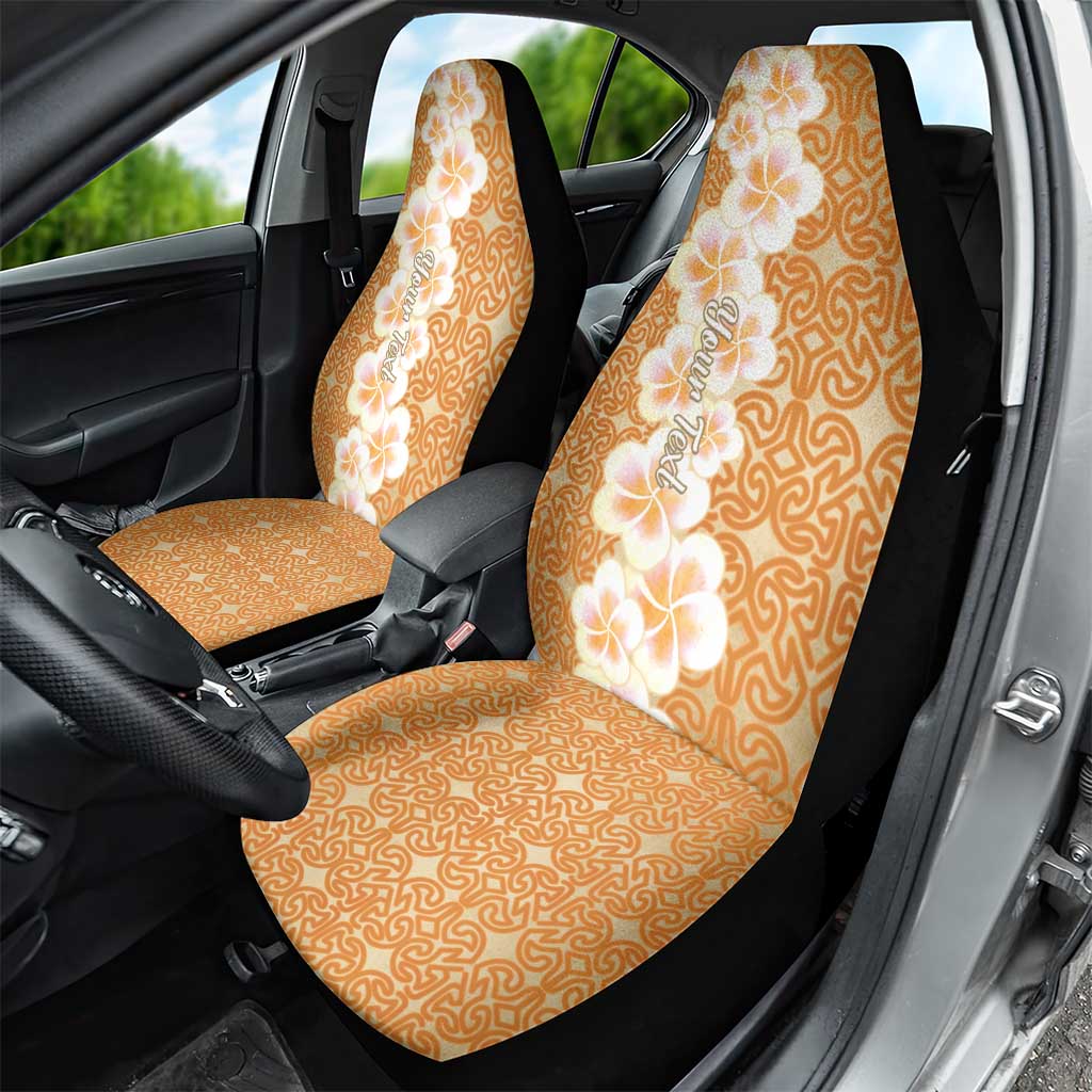 Personalised Tufi Tapa and Tattoo Festival Car Seat Cover Oro Tapa Cloth With Plumeria LT14 - Polynesian Pride