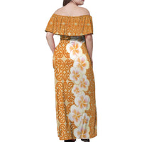 Personalised Tufi Tapa and Tattoo Festival Family Matching Off Shoulder Maxi Dress and Hawaiian Shirt Oro Tapa Cloth With Plumeria - Polynesian Pride