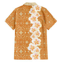 Personalised Tufi Tapa and Tattoo Festival Family Matching Off Shoulder Short Dress and Hawaiian Shirt Oro Tapa Cloth With Plumeria - Polynesian Pride