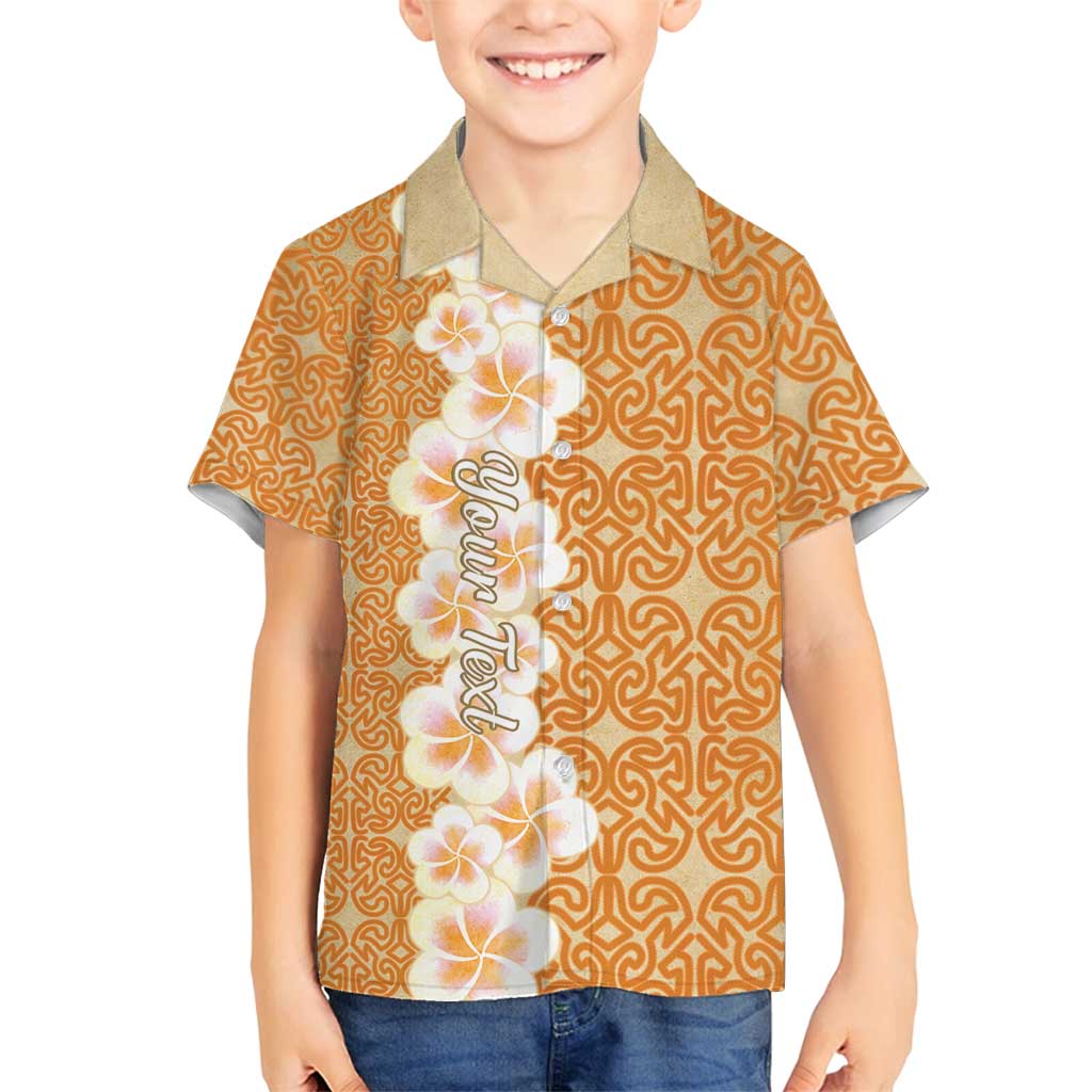 Personalised Tufi Tapa and Tattoo Festival Family Matching Puletasi and Hawaiian Shirt Oro Tapa Cloth With Plumeria LT14 Son's Shirt Brown - Polynesian Pride