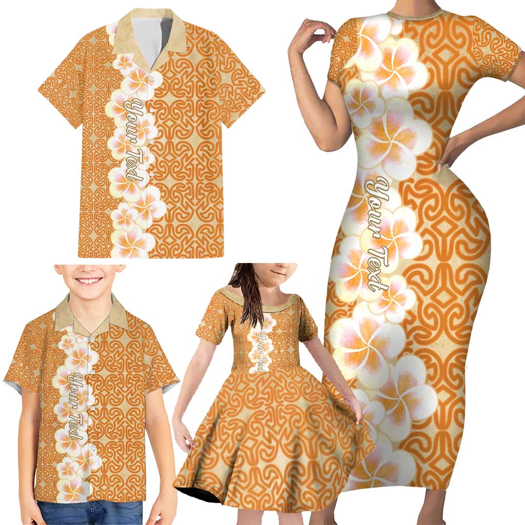Personalised Tufi Tapa and Tattoo Festival Family Matching Short Sleeve Bodycon Dress and Hawaiian Shirt Oro Tapa Cloth With Plumeria LT14 - Polynesian Pride