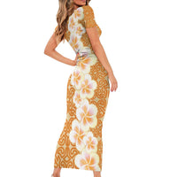 Personalised Tufi Tapa and Tattoo Festival Family Matching Short Sleeve Bodycon Dress and Hawaiian Shirt Oro Tapa Cloth With Plumeria LT14 - Polynesian Pride