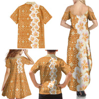 Personalised Tufi Tapa and Tattoo Festival Family Matching Summer Maxi Dress and Hawaiian Shirt Oro Tapa Cloth With Plumeria - Polynesian Pride