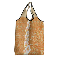 Personalised Tufi Tapa and Tattoo Festival Grocery Bag Oro Tapa Cloth With Plumeria - Polynesian Pride