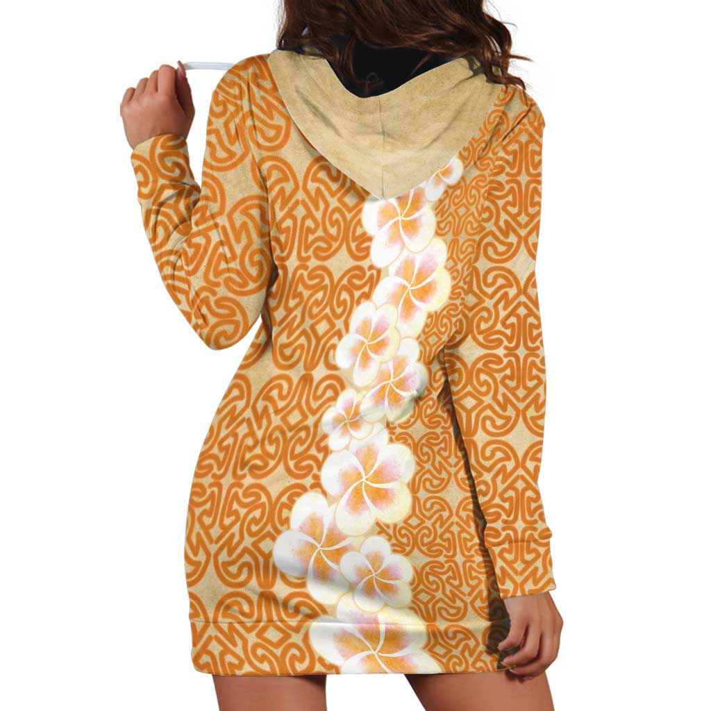 Personalised Tufi Tapa and Tattoo Festival Hoodie Dress Oro Tapa Cloth With Plumeria - Polynesian Pride