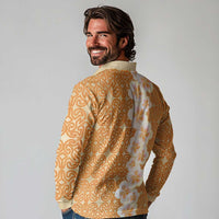 Personalised Tufi Tapa and Tattoo Festival Long Sleeve Polo Shirt Oro Tapa Cloth With Plumeria LT14 - Polynesian Pride