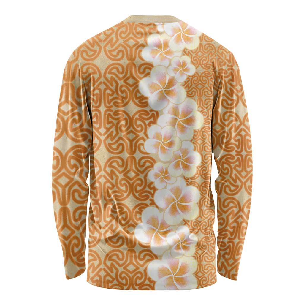 Personalised Tufi Tapa and Tattoo Festival Long Sleeve Shirt Oro Tapa Cloth With Plumeria LT14 - Polynesian Pride