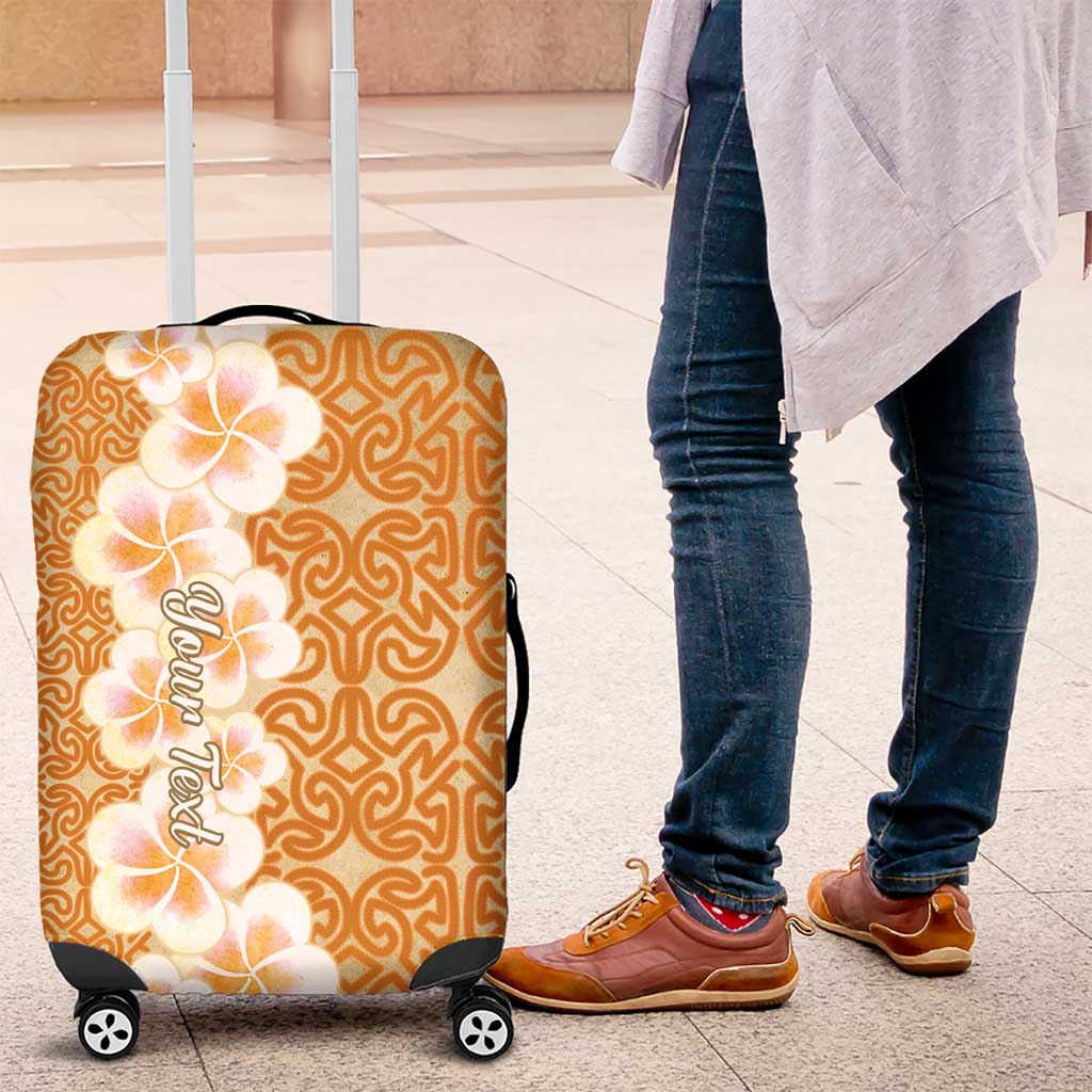 Personalised Tufi Tapa and Tattoo Festival Luggage Cover Oro Tapa Cloth With Plumeria - Polynesian Pride